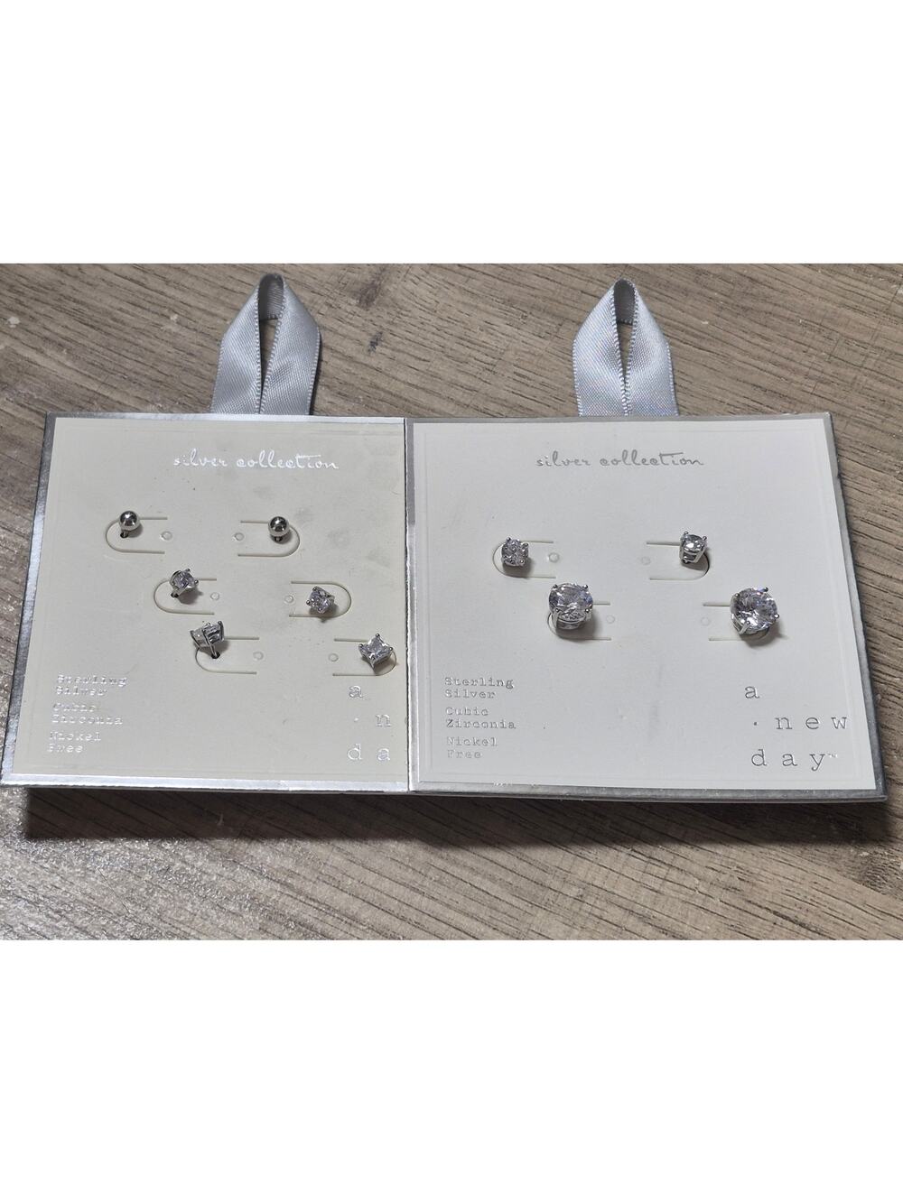 Target 5 Piece Earring Bundle Sterling Silver Square Cut Different Sizes NWT